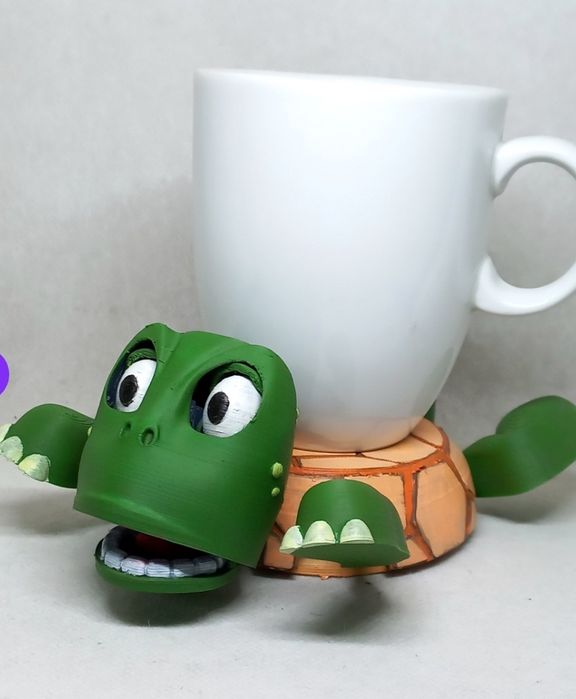 Подставка под чашку, черепаха анимированая