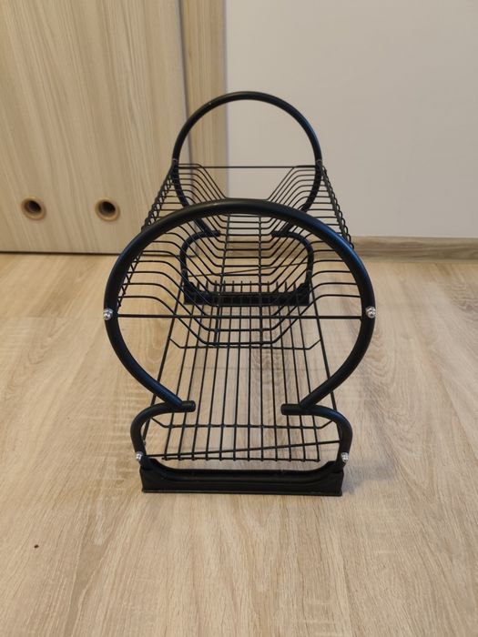 Suszarka do naczyń dwupoziomowa czarna 40x25x38 cm osuszacz ociekacz