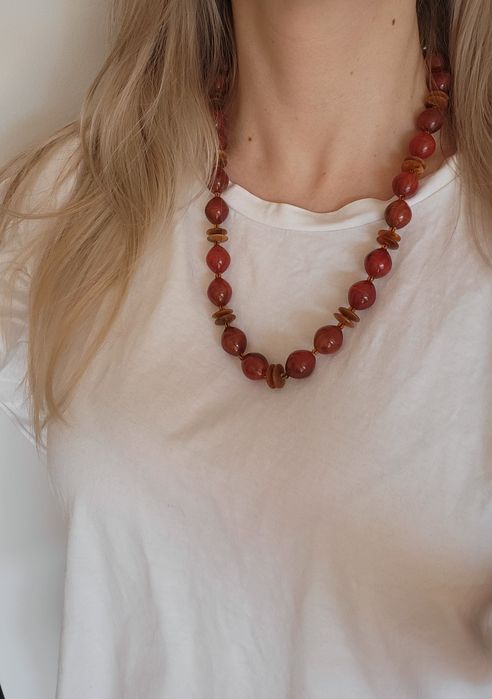 Korale imitacja bursztynów vintage PRL