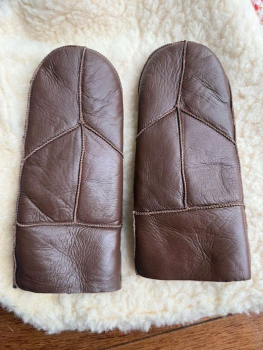 Skórzane rękawiczki wełniane skóra czekoladowe kawowe Harssidanzar XL
