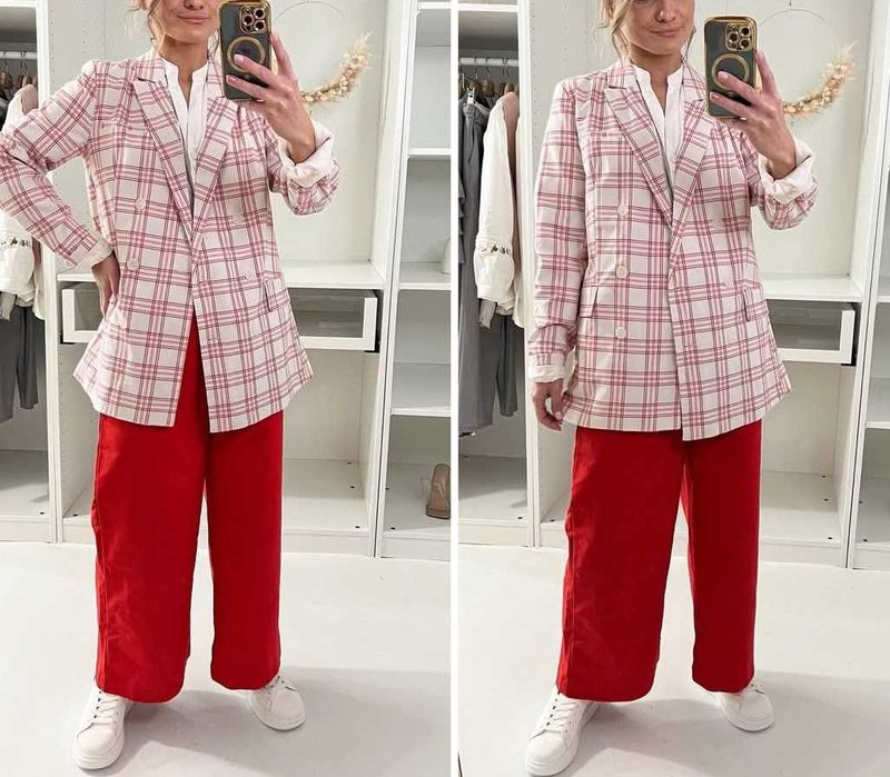 Sinsay długa marynarka krata oversized M