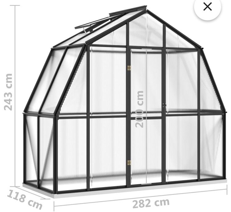 Szklarnia z ramą podstawy aluminium 3,3m2 NOWA