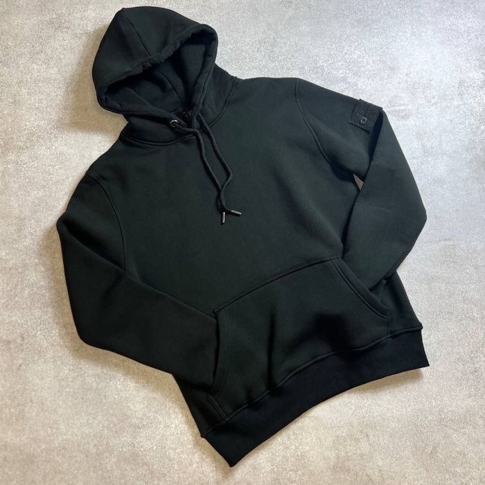 ЦЕНА БЫЛА 3000! Мужское худи Stone Island черный патч люкс кофта флис