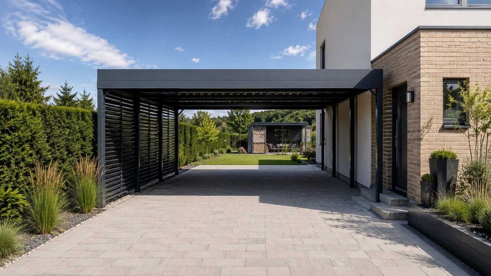 Carport stalowy 6x9 m – duża wiata samochodowa
