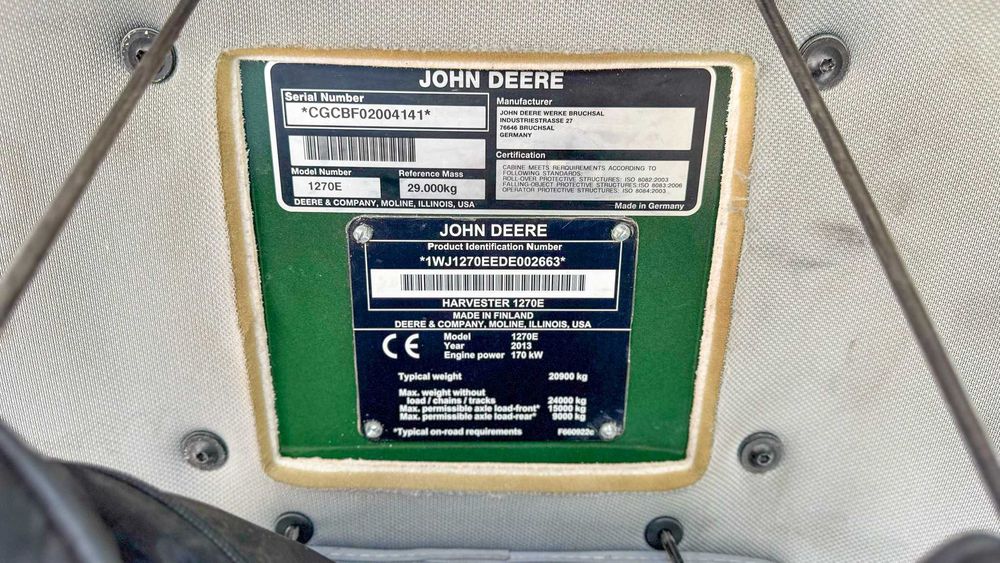 Harwester John Deere 1270E rok 2013