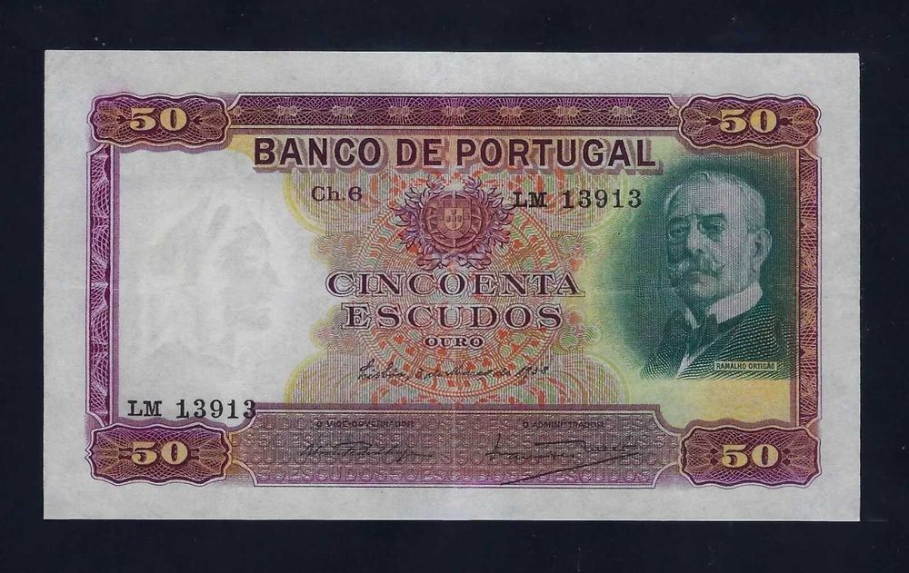 NOTA Portugal 50 Escudos 1938 P-149 XF BELA RARE DATE