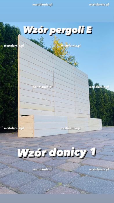 Donica z pergolą płot lamelowy zabudowa tarasu ogrodzenie pod wymiar