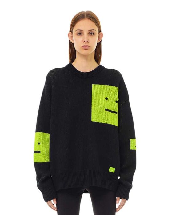 Светр Acne Studios Animation Pop Face Crewneck Sweater Black Yellow \ Black Green