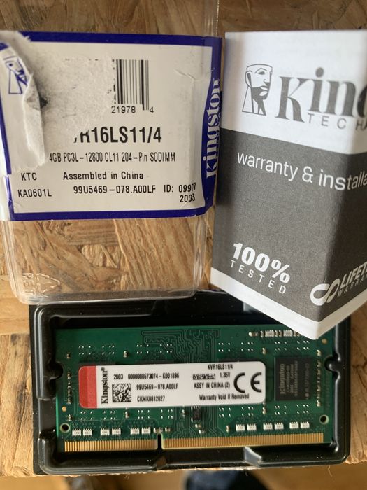 Kingston - Ram 4gb PC3L 12800s