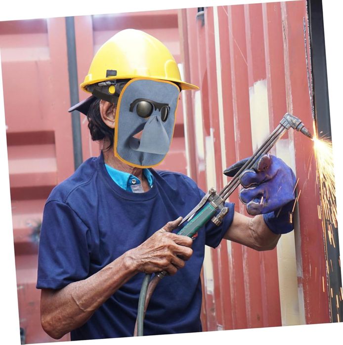 POPETPOP 2 zestawy Maska spawalnicza ze skóry bydlęcej + Okulary