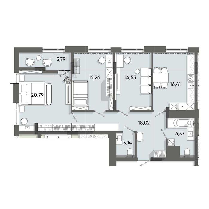 3-кімнатна квартира за адресою вул. Стрийська (площа 101,3 м²) - Atlanta.ua - фото 2