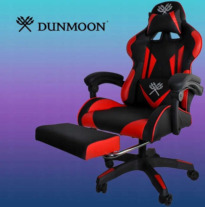 Крісло геймерське з екошкіри з підставкою для ніг