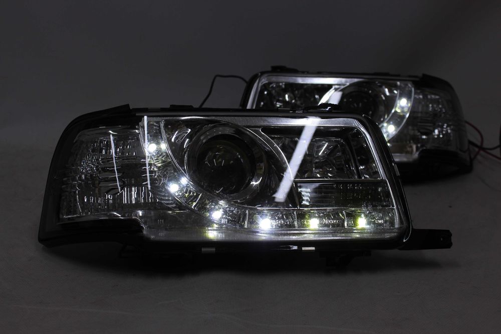 Lampy reflektory przednie przód AUDI 80 B4 91-96 Dayline LED CHROM TUNING NOWE