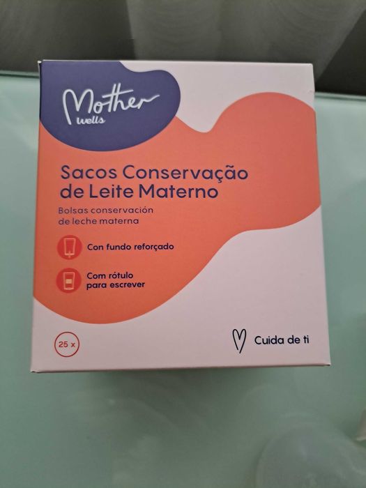 Extrator leite, sacos congelação leite e discos amamentação