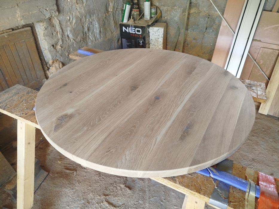 Blat dębowy okrągły 101 cm – lite drewno,