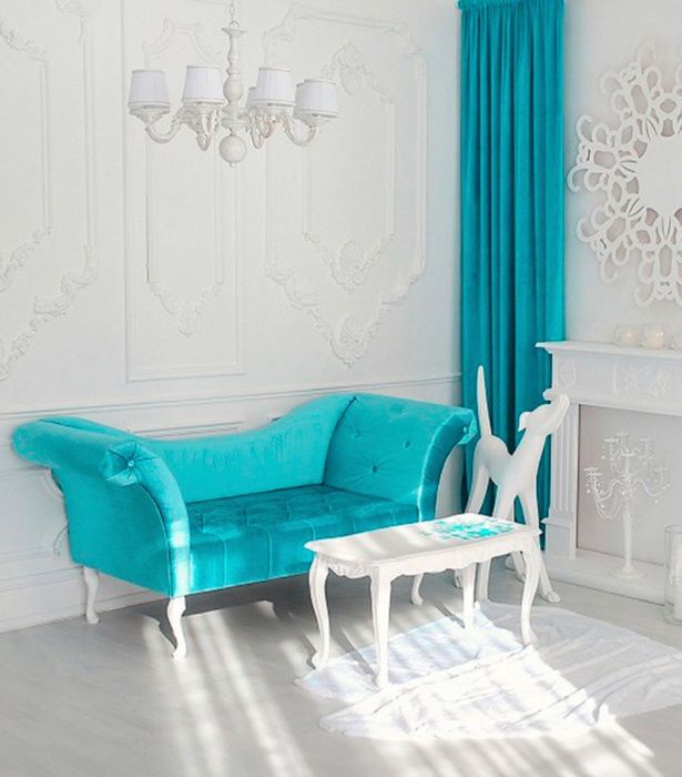 Софа кушетка диван диванчик голубий дизайнерський ексклюзив для салона