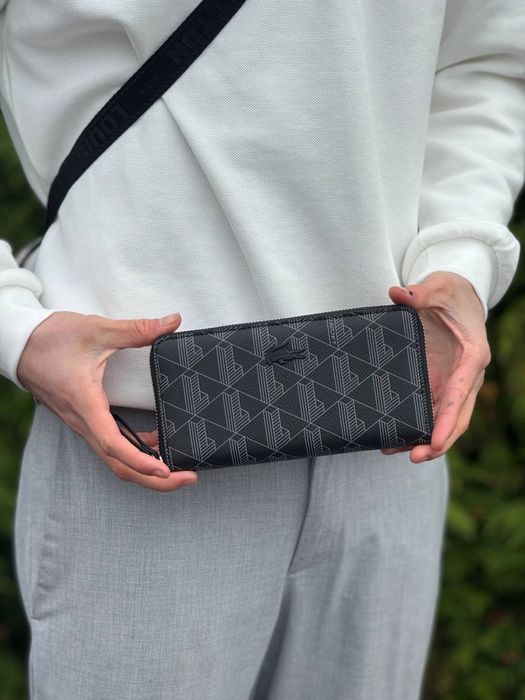 Гаманець Lacoste чоловічий чорний кошелек клатч Лакост Лакоста черный