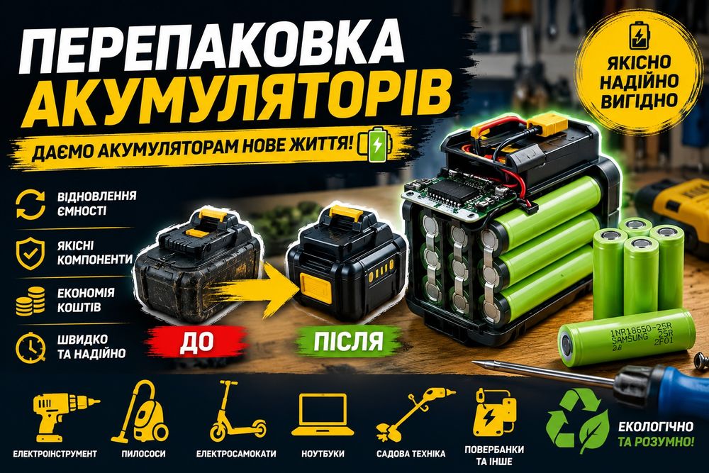 перепаковка акамулятора збірка акамуляторів