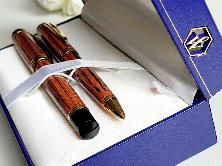 Waterman Liaison Woodgrain Ebonite 2000r  pióro 18k długopis etui NOS