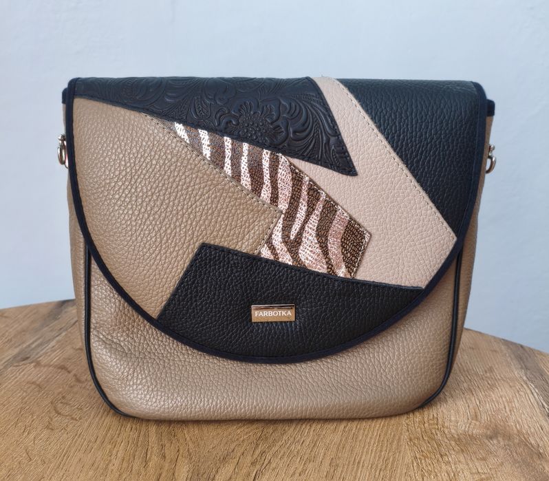 Torebka Farbotka Classic Round podstawa skórzana brązowa