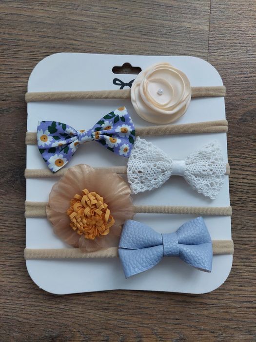 Дитяча нейлонова пов'язка на голову, для волосся з бантиком, квітами