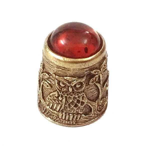 Наперсток бронзовый с янтарем