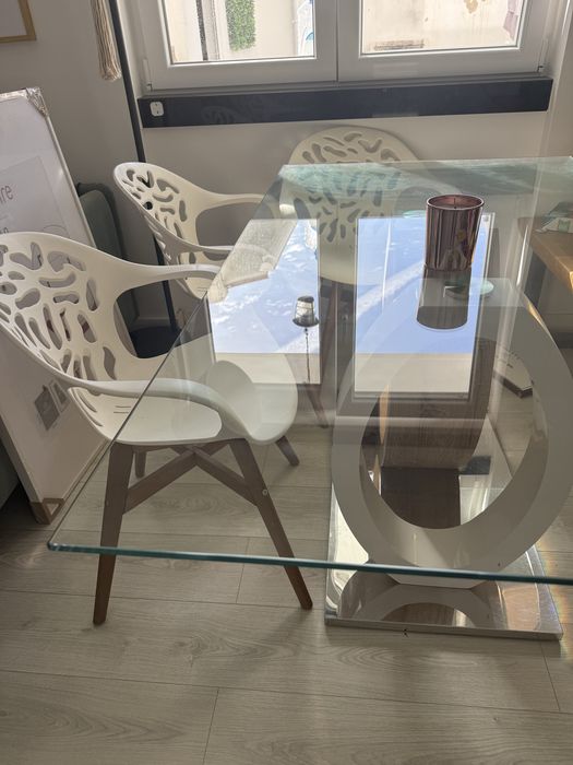 Mesa de jantar 6 pessoas de vidro