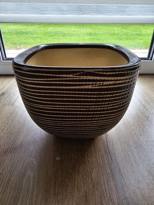 Donica ceramiczna duża doniczka brązowa