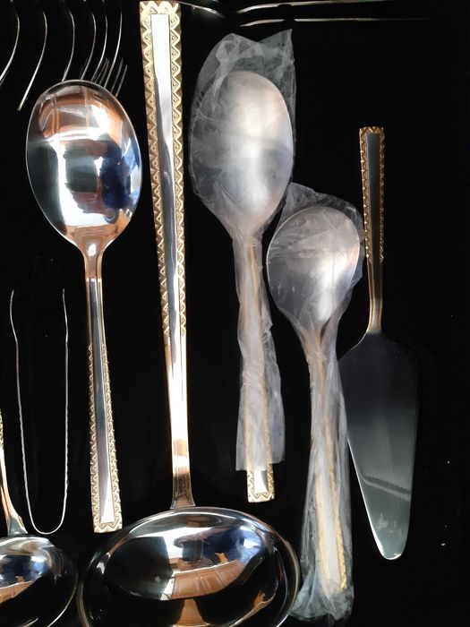 Faqueiro Globus, inox, dourado/prateado, novo, na mala original