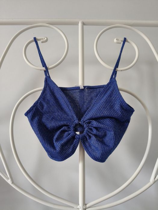 Nowy crop top top błyszczący prążek S