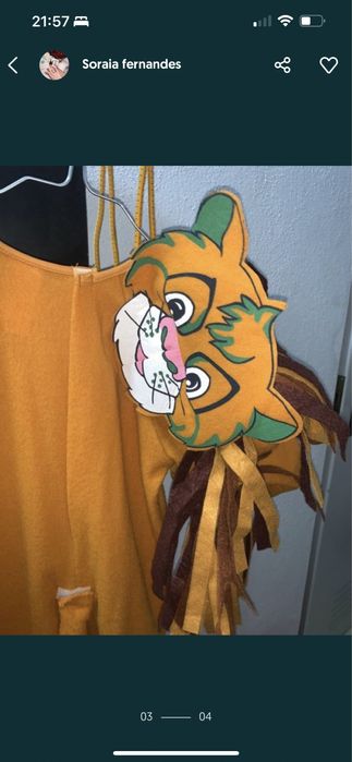 Fato de carnaval Leao 80 a 92 cm