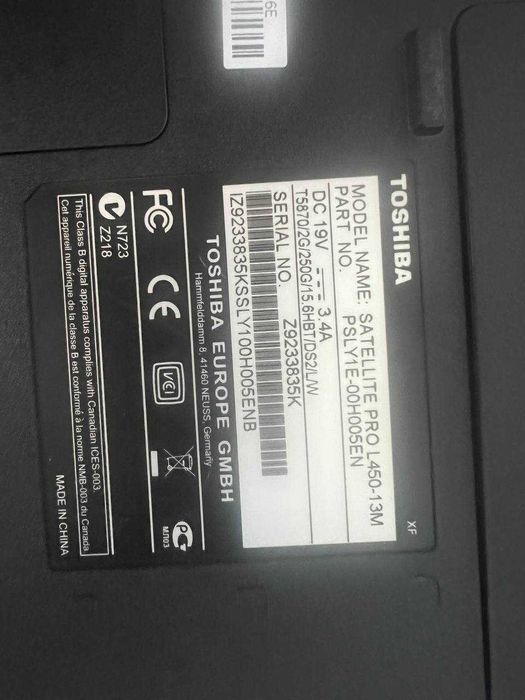 Laptop Toshiba Satellite Pro l450-13m (Dysk SSD)