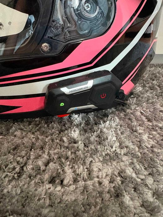 Capacete mota UNIK rosa (XS) + comunicador