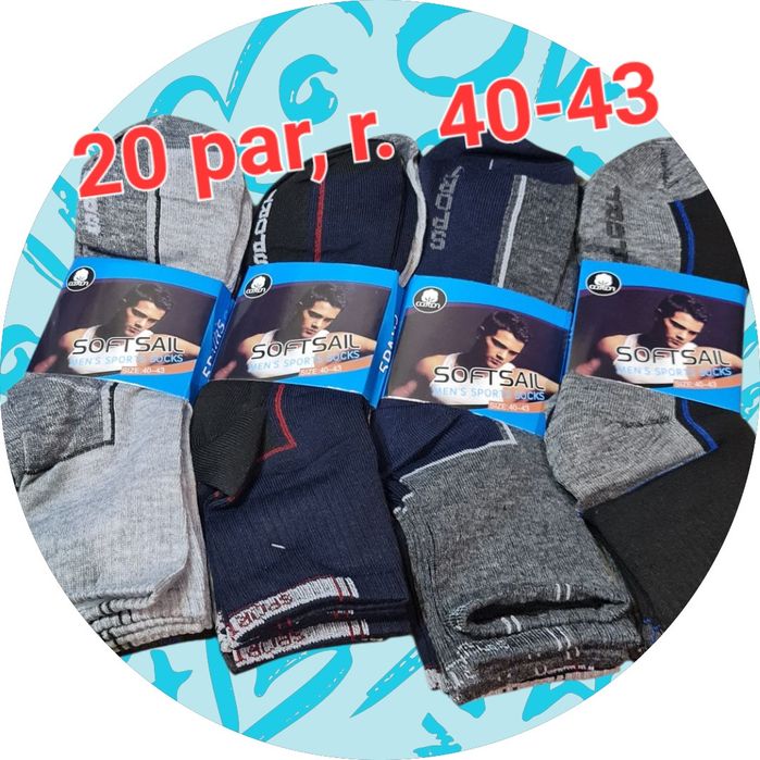 20 par skarpety męskie , r. 40-43, Softsail
