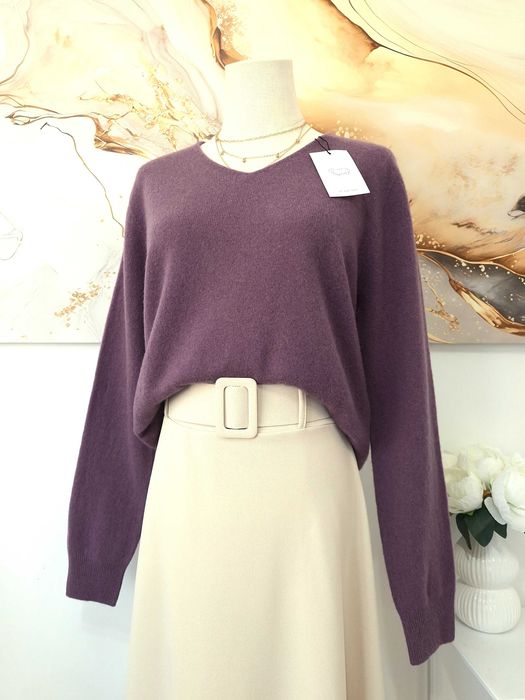 Damski Fioletowy Sweter Wełniany Merynos 100% Merino
