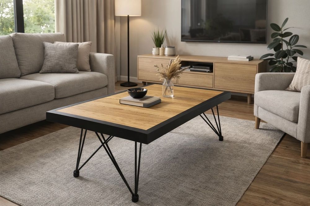 Stolik kawowy  z litej dębiny ręcznie robiony