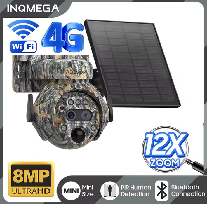 Камера 4G 8мп з 12-кратним зумом та сонячною панелю відеонагляд