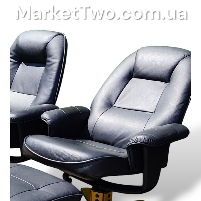 Кожаное, шкіряний комплект крісло-реклайнер+пуф( 010507 )