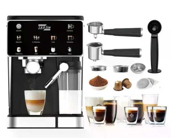 Кавомашина Zepline ZP-6806 ріжкова, 3000 Вт, 20 бар, з капучинатором