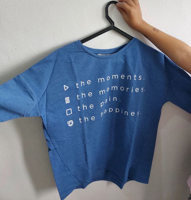 Camisola azul, manga de 3/4, marca lefties tamanho S