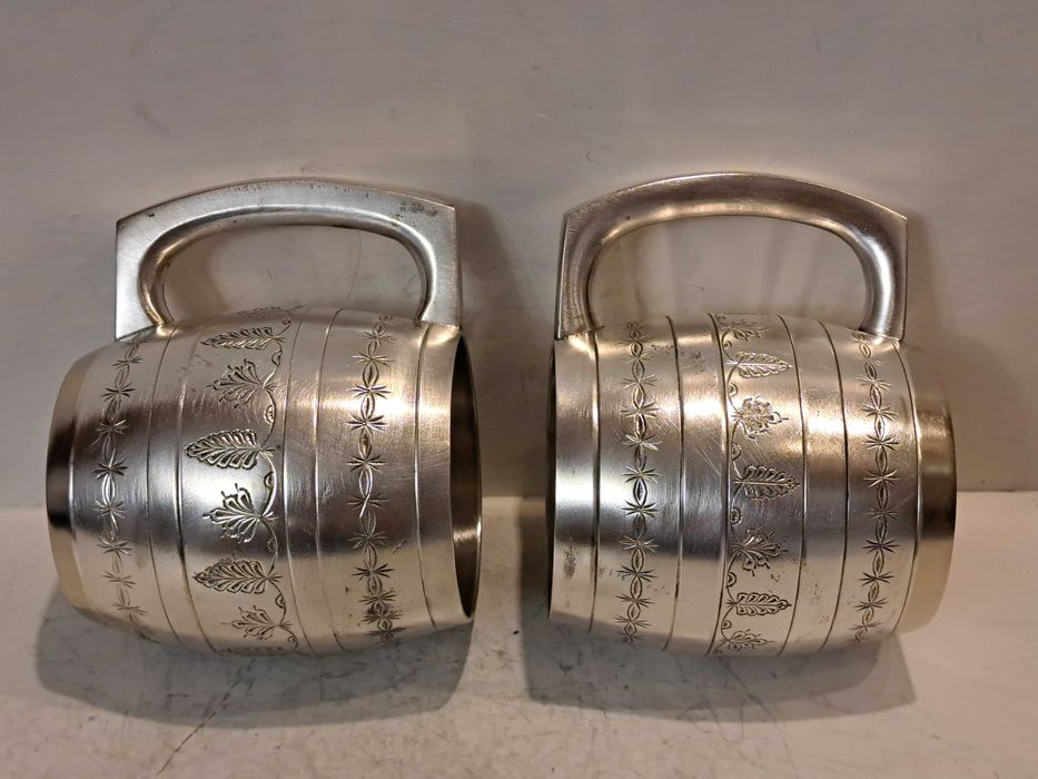 Резные бокалы -  Пивная бочка -  латунь, серебрение.