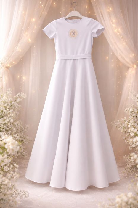 Sukienka komunijna z futrzanym bolerkiem