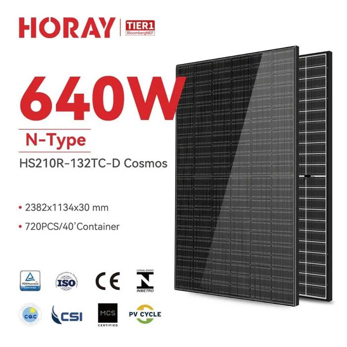 Сонячна панель стаціонарна Horay Solar HS620TC-MHC-D 620W