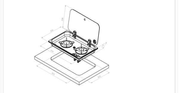 Fogão de encastrar com 2 queimadores (Autocaravana / Campervan)