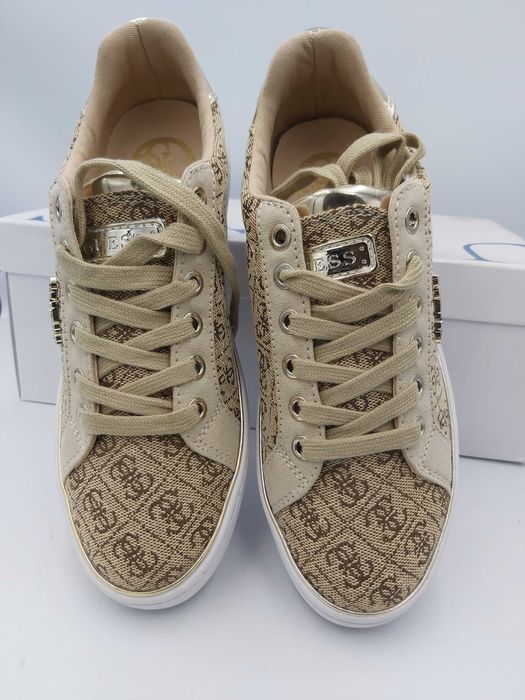 NOWE sneakersy GUESS złote monogram trampki rozmiar 35
