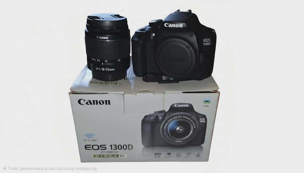Canon EOS 1300D + 50mm STM + 75-300mm + statyw + torba + akcesoria