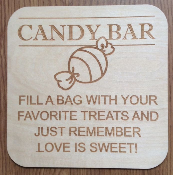 Placas madeira candy bar/photo booth