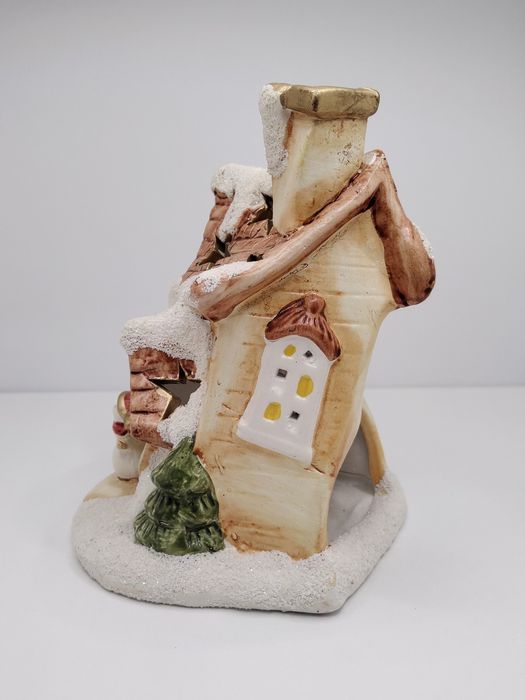 Подсвечник домик зимний новогодний светильник керамика