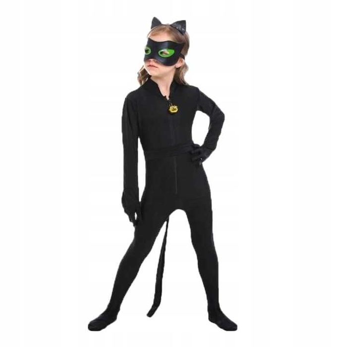Strój przebranie Czarny Kot Biedronka kostium opaska rozm.M 110/116