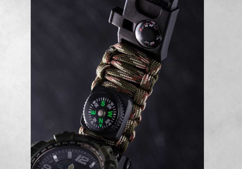 Унікальний Чоловічий водостійкий тактичний годинник  з компасом